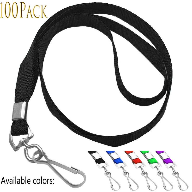 Beebel Lanyards 100 Pcs Lanyard for Id Badges Flat Lanyard with Badge Clip J-Hook - Image 3